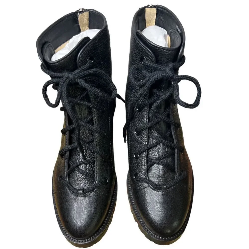Jimmy Choo Black Leather Cruz Combat Boots NWB Size 35 - Picture 3 of 12